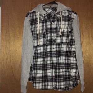 Plaid Hooded Button Down